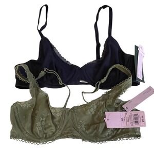 Wild Fable Bra Bundle 36A Navy Blue Green Lace Tan T-Shirt Bra NWT New